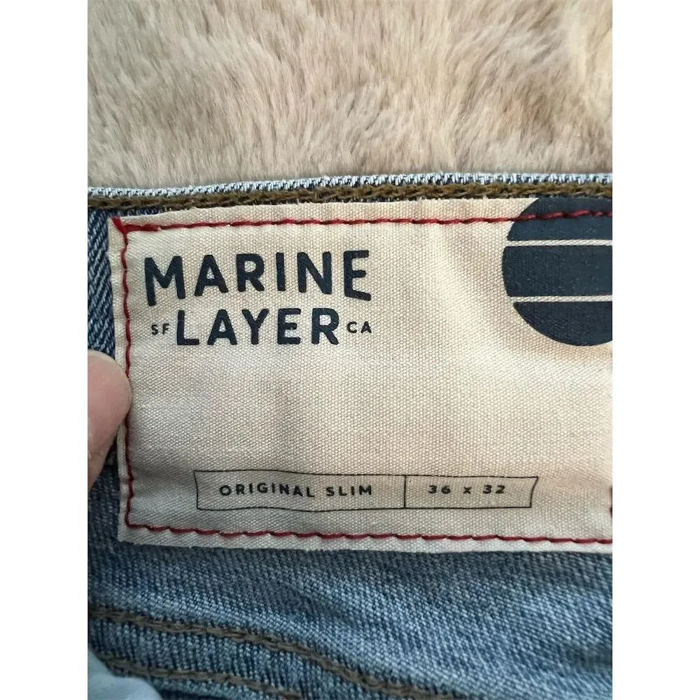 Marine Layer Men's Slim Jeans Blue Size 36x32 Light Wash Denim